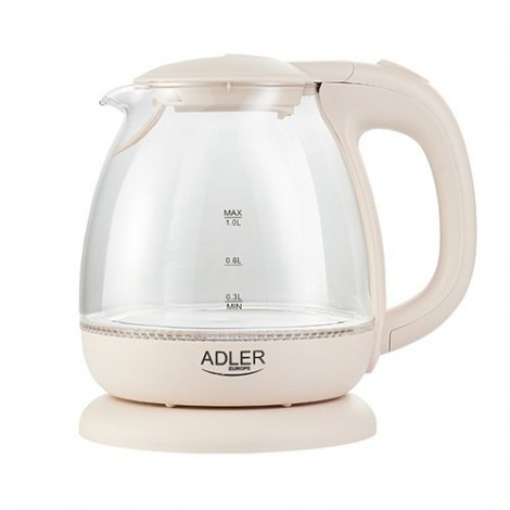 Adler | Kettle | AD 1283C | Electric | 900 W | 1 L | Glass/Stainless steel | 360° rotational base | Cream - 2